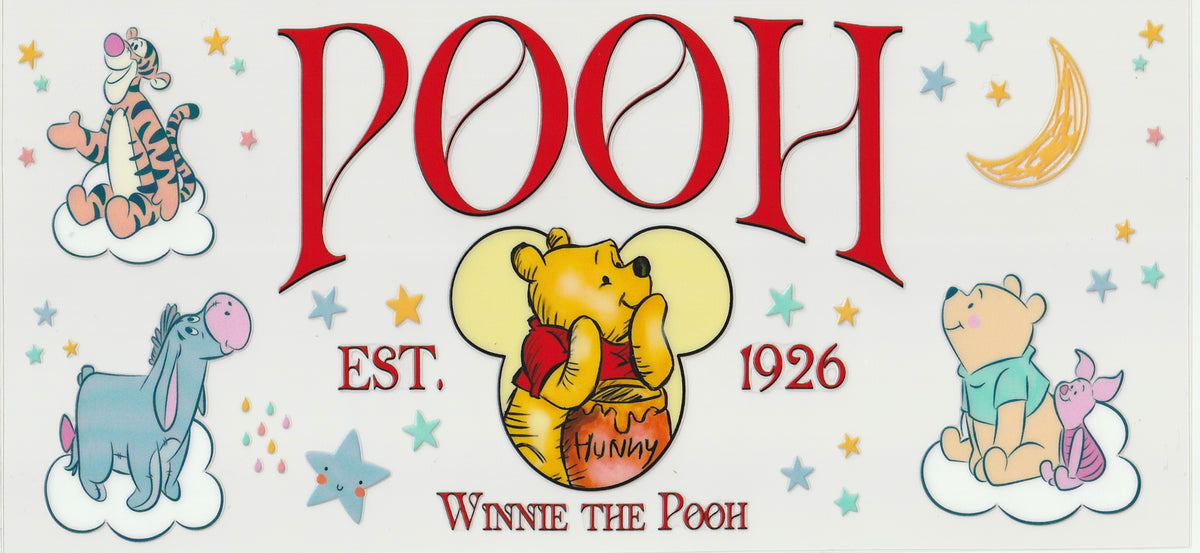 W Pooh UV DTF Cup Wrap | 16oz Cup Decal