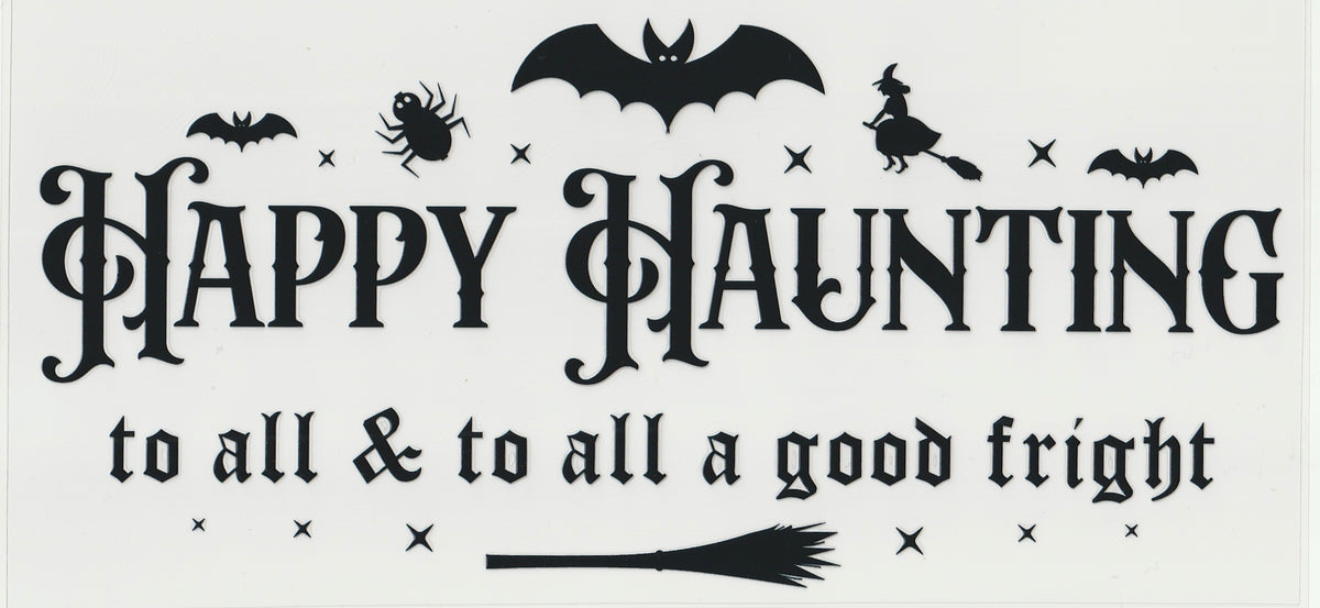 Happy Haunting UV DTF Cup Wrap | Halloween Design | 16oz Cup Decal