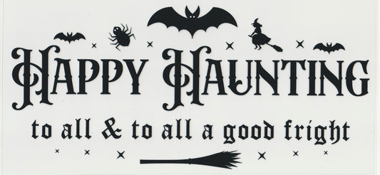 Happy Haunting UV DTF Cup Wrap | Halloween Design | 16oz Cup Decal