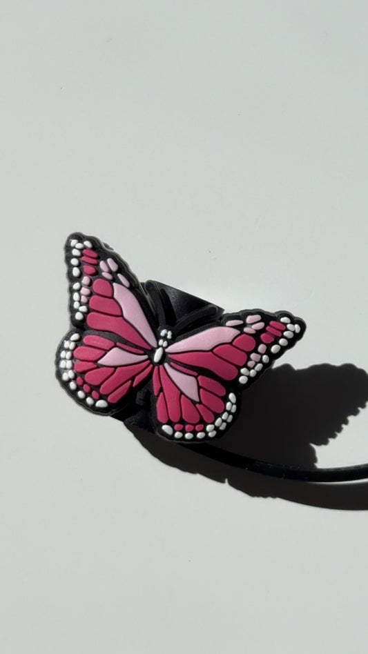 Pink Butterfly Straw Topper