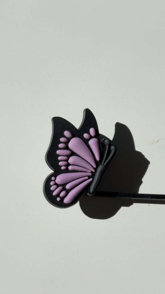 Purple Butterfly Straw Topper