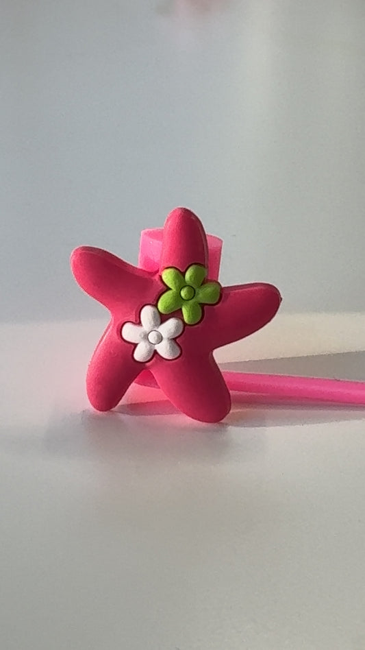 Hot Pink Star Straw Topper