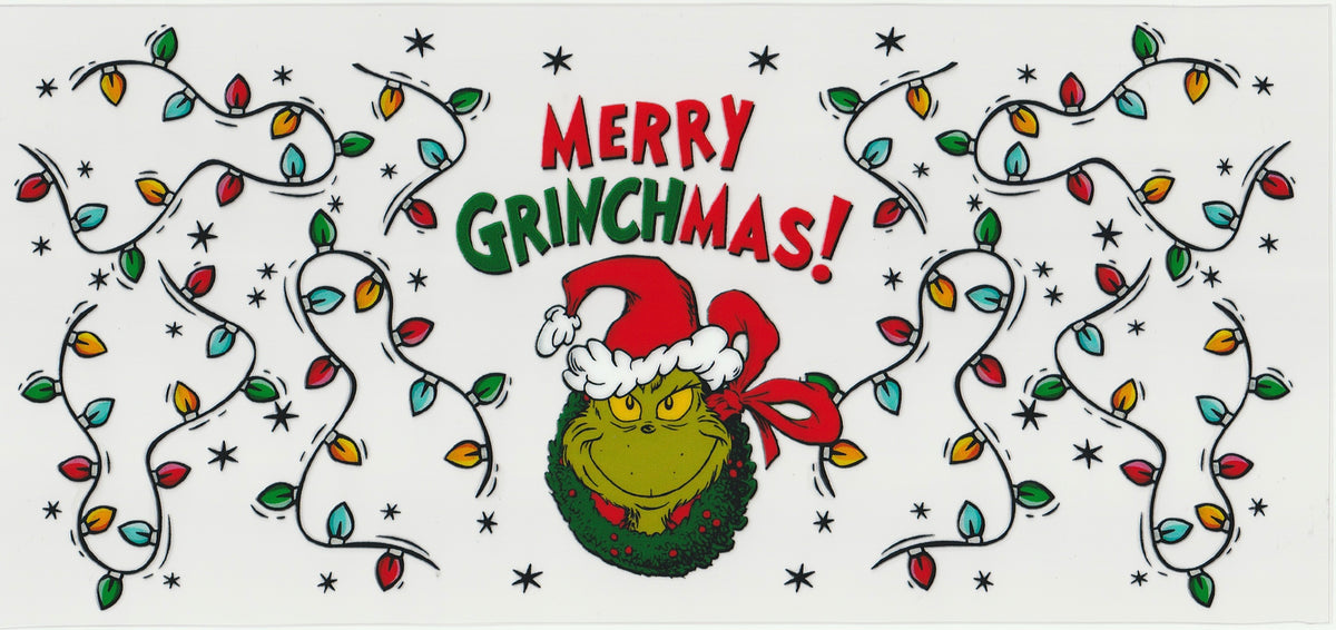 Merry Grinchmas UV DTF Cup Wrap | Christmas Design | 16oz Cup Decal