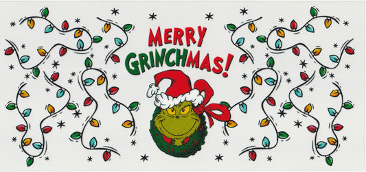 Merry Grinchmas UV DTF Cup Wrap | Christmas Design | 16oz Cup Decal
