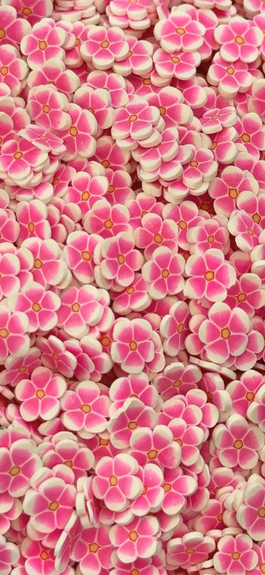 Mini pink flower polymer clay sprinkles 5mm for snow globe tumblers and resin crafts